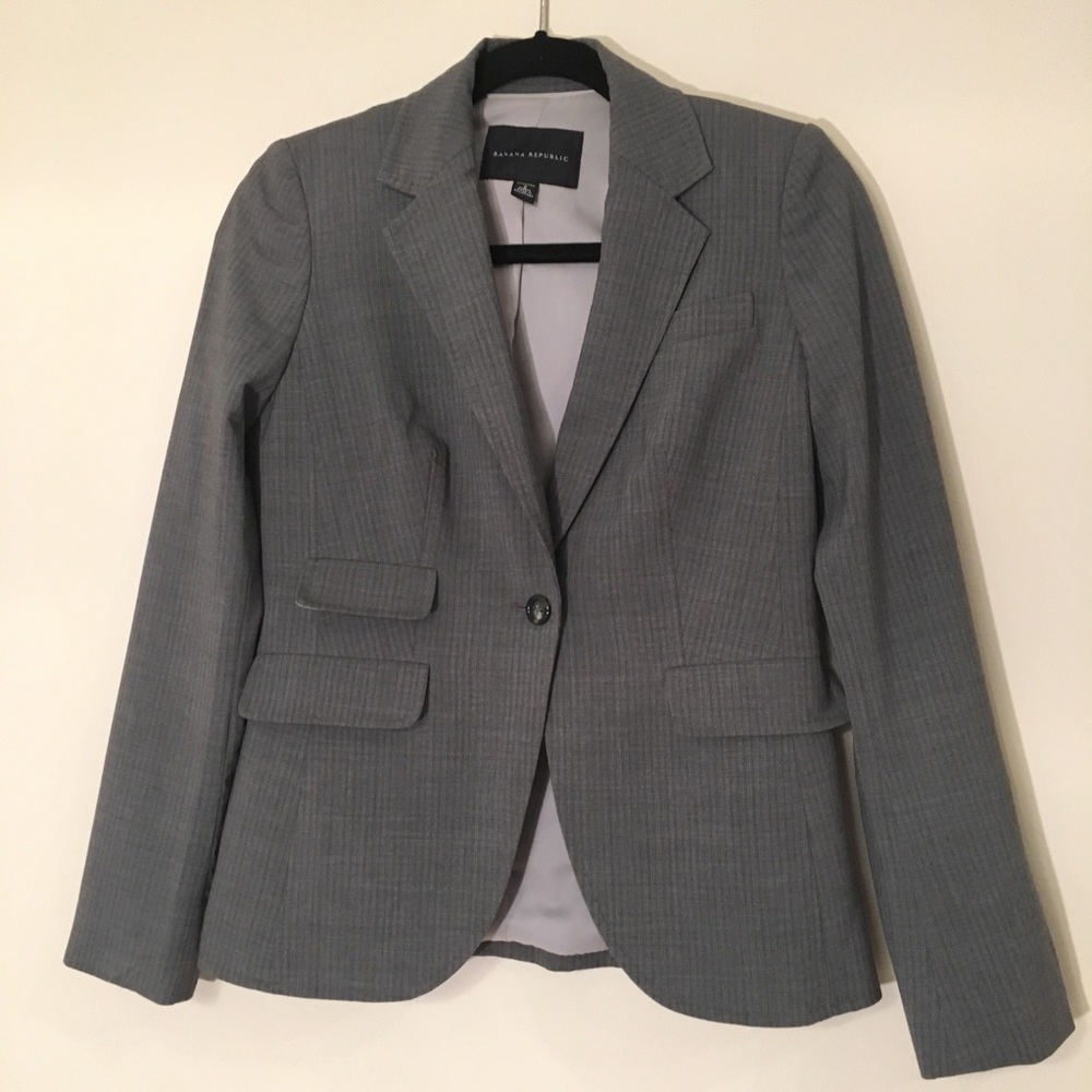 Banana Republic Grey Stripe Suit Jacket